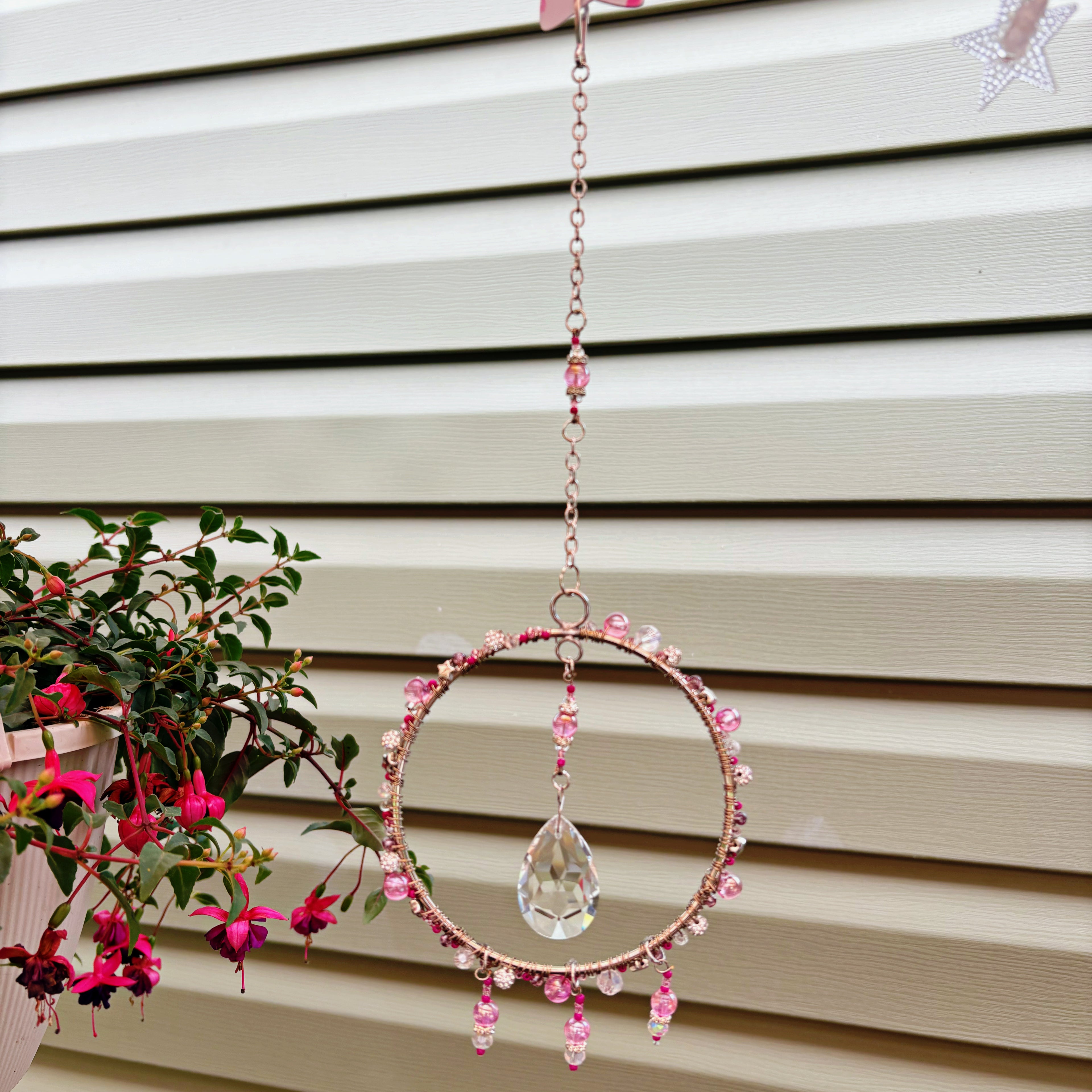 Pink Beaded Suncatcher