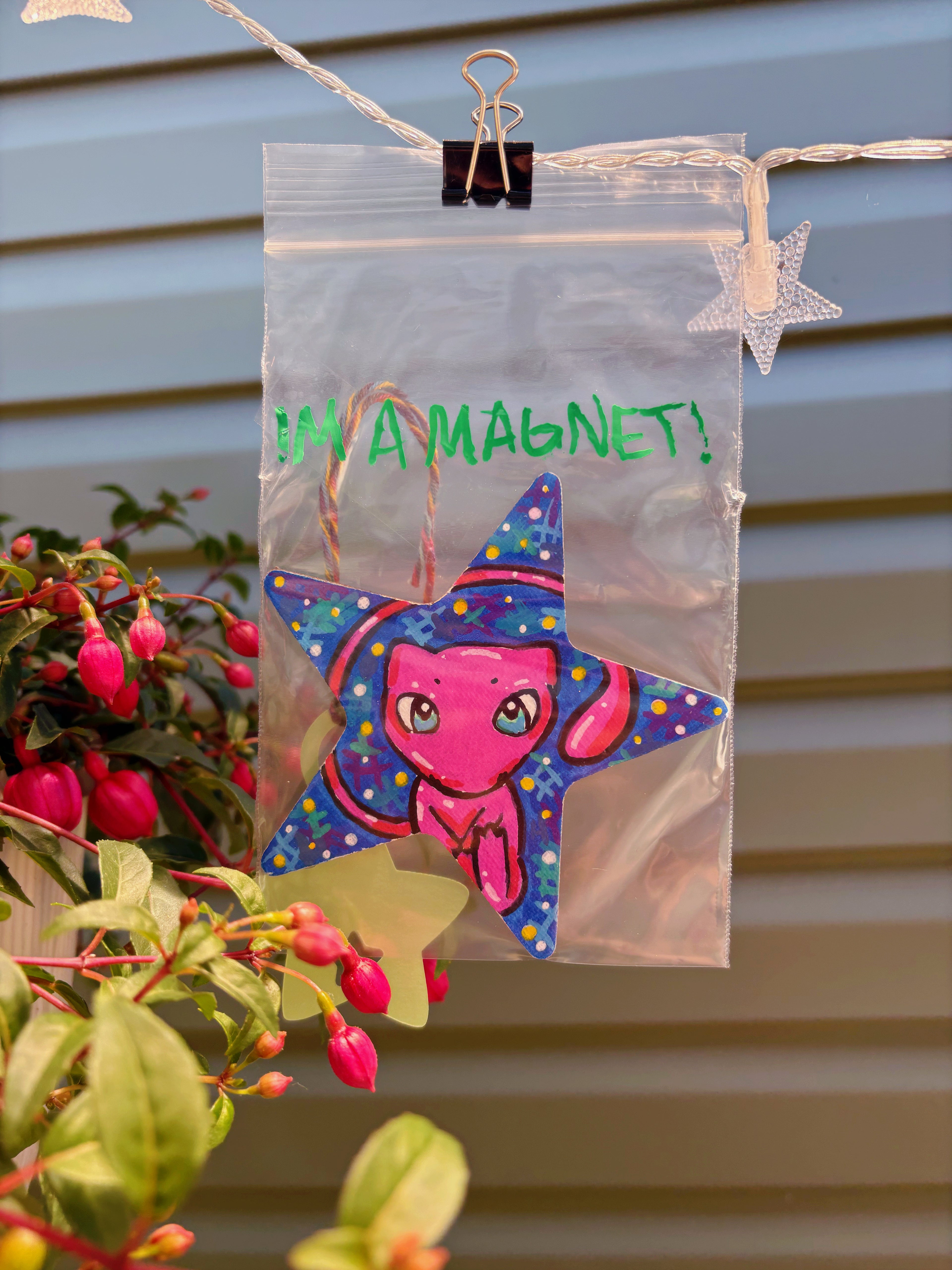 Pink Space Cat Star Magnet