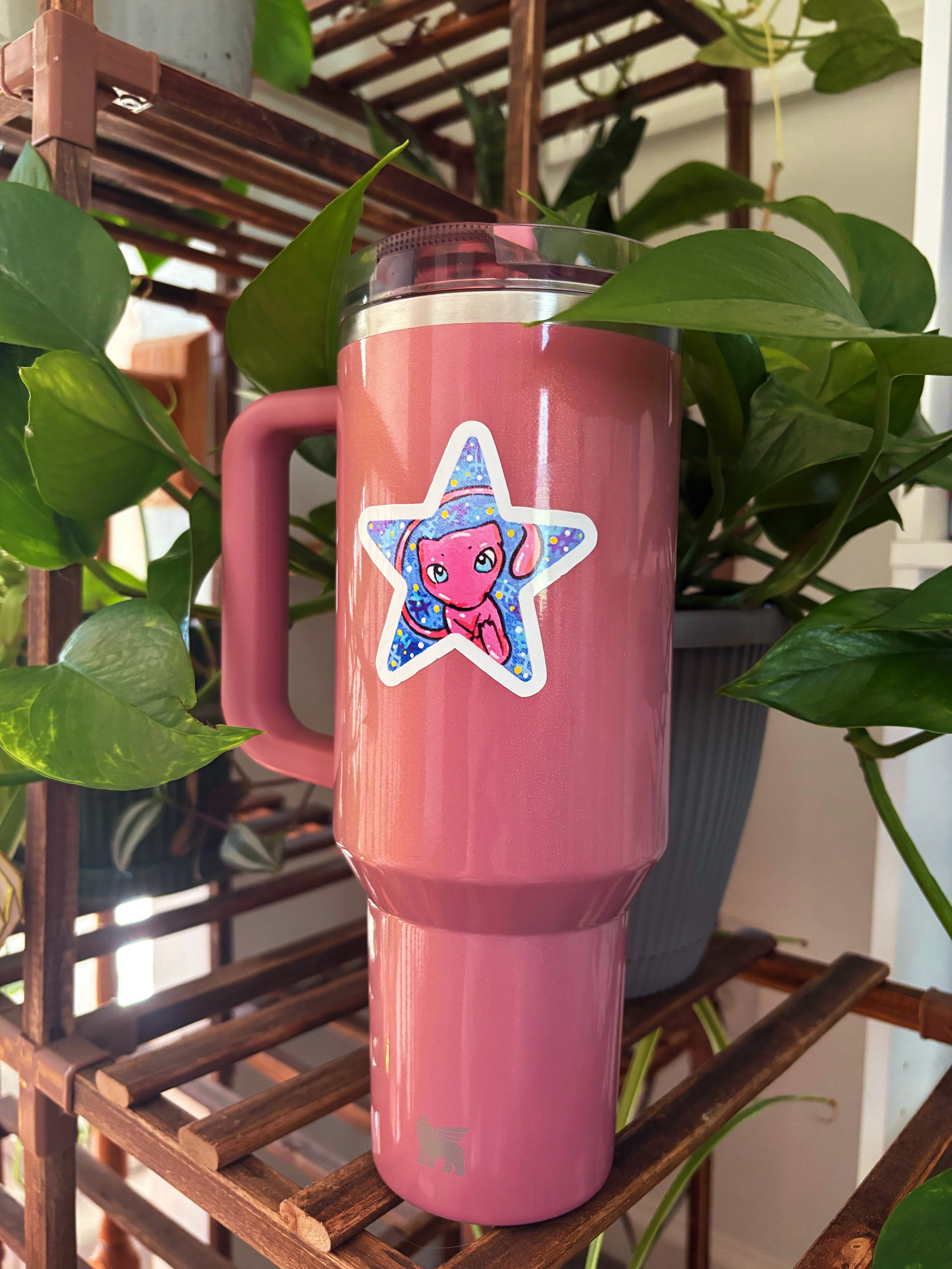 Pink Space Cat Star Sticker