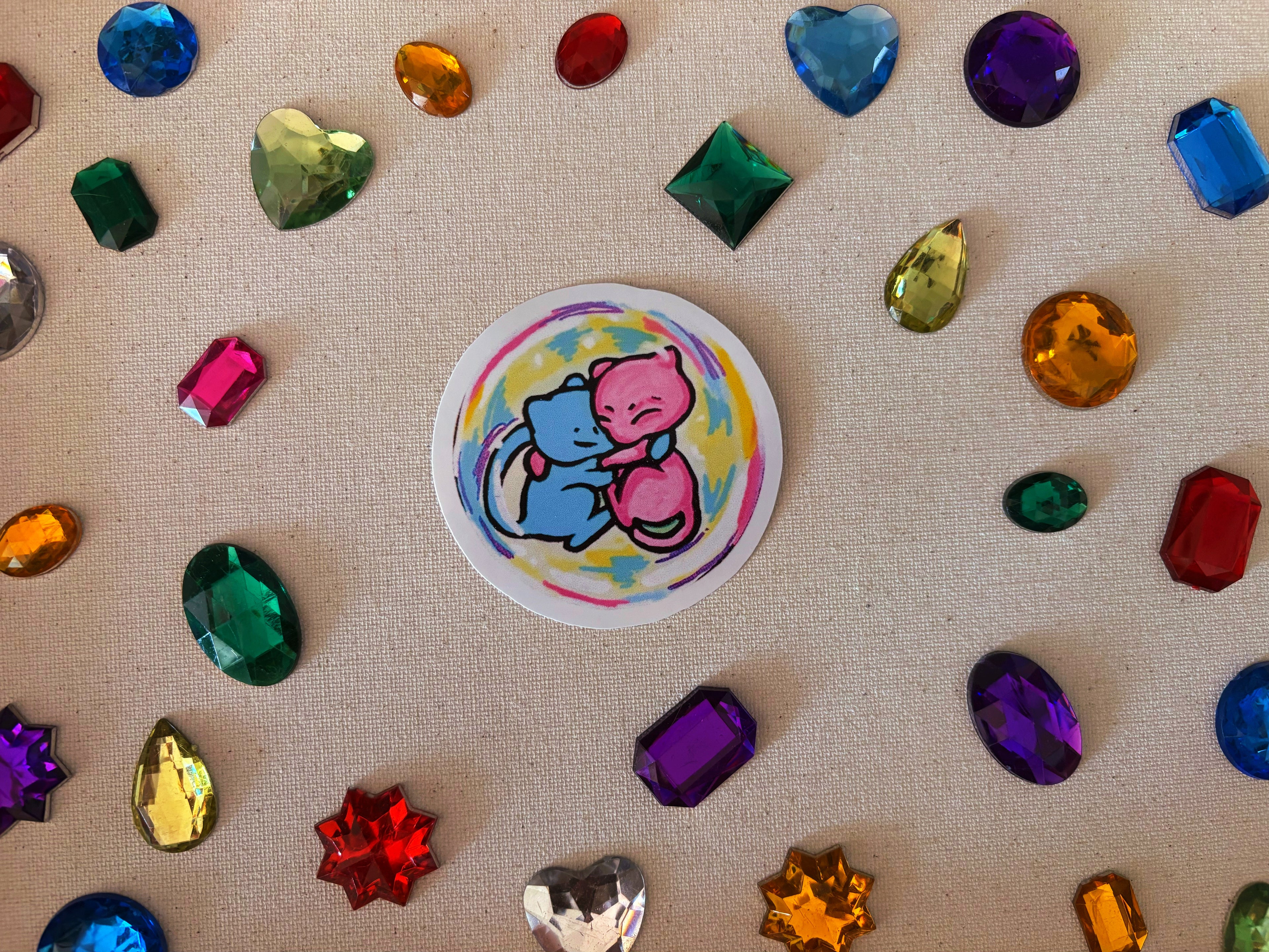 Pink Space Cat Hug Sticker